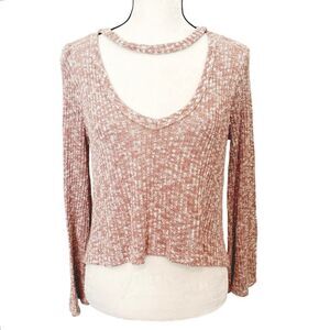 Fashion Nova Polyester Long Sleeve V-Neck Ribbed Knit Pullover Sweater